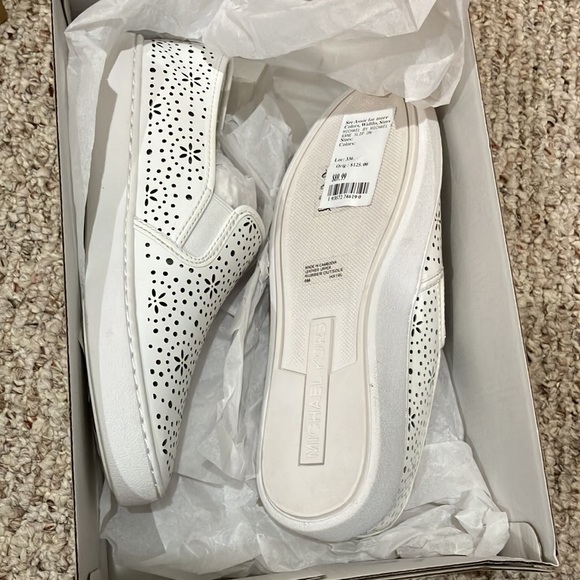 Michael Michael Kors Womens Kane Leather Fashion Sneakers White - Picture 7 of 12